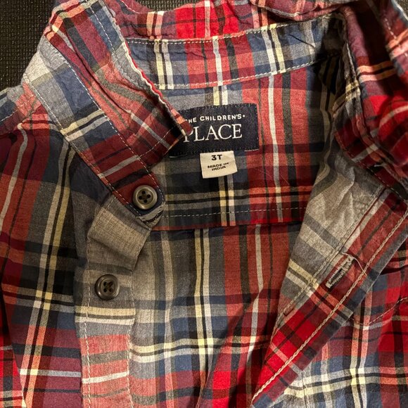 EUC The Children's Place Red and Blue Plaid Shirt (3T) - Picture 4 of 6